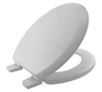 BEMIS Chicago Whisper Grey Toilet Seat. Wooden Toilet Seat with Water Based Paint for Easy Clean. Oval Shape, with Adjustable Plastic Hinges, Universal & Easy Installation, Whisper Grey