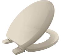 BEMIS Chicago Ultra-Fix Soft Cream Toilet Seat. Wooden Toilet Seat with Water Based Paint for Easy Clean. Adjustable Plastic Hinges, Universal & Easy Installation