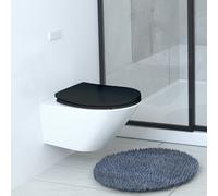 BEMIS Hudson Ultra-Fix Matt Toilet Seat - Black. Wooden Toilet Seat with Water Based Paint for Easy Clean. Adjustable Matt Black Hinges, Universal & Easy Installation