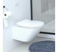 BEMIS Hudson Ultra-Fix Matt Toilet Seat - White. Wooden Toilet Seat with Water Based Paint for Easy Clean. Adjustable Matt Black Hinges, Universal & Easy Installation