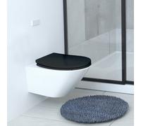 BEMIS Hudson Ultra-Fix Matt Toilet Seat - Black. Wooden Toilet Seat with Water Based Paint for Easy Clean. Adjustable Matt Black Hinges, Universal & Easy Installation