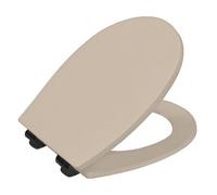 BEMIS Hudson Ultra-Fix Matt Toilet Seat - Sandstone. Wooden Toilet Seat with Water Based Paint for Easy Clean. Adjustable Matt Black Hinges, Universal & Easy Installation