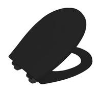 BEMIS Hudson Ultra-Fix Matt Toilet Seat - Black. Wooden Toilet Seat with Water Based Paint for Easy Clean. Adjustable Matt Black Hinges, Universal & Easy Installation