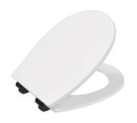 BEMIS Hudson Ultra-Fix Matt Toilet Seat - White. Wooden Toilet Seat with Water Based Paint for Easy Clean. Adjustable Matt Black Hinges, Universal & Easy Installation