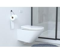 BEMIS Hudson Ultra-Fix Matt Toilet Seat - White. Wooden Toilet Seat with Water Based Paint for Easy Clean. Adjustable Matt Black Hinges, Universal & Easy Installation