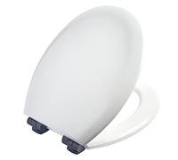 Bemis New York Ultra-Fix Soft Close Toilet Seat with Water-Based Paint for Easy Cleaning, White Toilet Seat with Black Hinges, Universal and Easy Installation, White