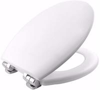 Bemis White Moulded Wood Toilet Seat with Sta Tite Slow Close Chrome finish multi point hinge