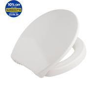 Bemis Pure Care 500 Soft Close Toilet Seat, 5cm Raised Toilet Seat, Adjustable Plastic Hinges, White Duroplast Toilet Seat, Ultra-Fix Simple Toilet Seat