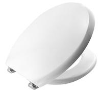 BEMIS Torino Ultra-Fix Duroplast White Toilet Seat. Non Slip Toilet Seat with Adjustable Chrome Hinges, Thermoset Plastic Material, Universal, Easy to Clean & Quick Installation, White