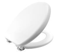 Bemis Vegas Ultra-Fix White Toilet Seat. Soft Close Toilet Seat, Moulded Wood Material with Chrome Plated Hinges. Universal, Easy to Clean & Quick