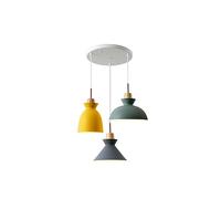 BEMITH Three-headed Restaurant E27 BASE PENDANT LIGHT Color Macaron Light Chandelier Metal Wood Art Decorative Lights Modern Simplicity Ceiling Lighting FIXTURE For Living Room, Bar Counter, Lighting