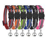 Reflective Cat Collar with Bell, Set of 3, Solid, Nylon, Mixed Colors, Cool Cat Collars, for Small Dogs, By Bemix Pets