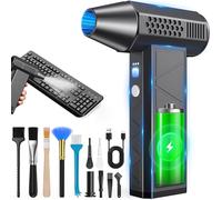 Bemkia Compressed Air Duster - 130000RPM Cordless Electric Mini Blower with 3-Speed Settings & Cleaning Kit - Portable Reusable Air Duster for PC, Keyboard, Car, Home & Outdoor (Black)