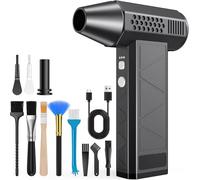 Bemkia Compressed Air Duster, 130000RPM Electric Air Duster Cleaner, 3-Gear Adjustable Mini Blower with Cleaning Kits, Portable Cordless Air Blower for PC, Keyboard, Home, Outdoor, Car (Black)