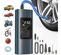 Bemkia Cordless Tyre Inflator Air Compressor - 150PSI Portable Pump with Preset Tyre Pressure, Auto Shut-Off & LED Light - 12V Rechargeable Air Pump for Car, Motorbike, Bicycle, Balls (Blue)