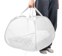 Bemkoo Collapsible Laundry Basket, 90L Large Foldable Mesh Pop Up Hamper for Laundry, Dirty Clothes, Bedroom, Bathroom, Dorm, Travel, Camping, White