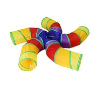 Bemodst Cat Tunnel for Indoor Cats, 2 Way/3 Way/4 Way/5 Way Cat Tubes and Tunnels Collapsible S-Shape Small Animal Tubes Kitty Tunnels Interactive Maze Cat Toy for Kitten Rabbit (Colored 5-Way)