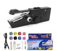 Bemodst Handheld Mini Sewing Machine - Portable Cordless Electric Tool with USB Port and Accessories for Quick Fixes on Clothing, Curtains, Leather - Black