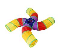 Bemodst Rainbow S-Shaped Cat Tunnel - 4-Way Pet Play Tent Maze House, Collapsible Tube for Cats, Rabbits & More
