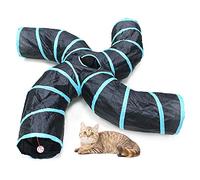Bemodst S-Type Cat Tunnel, 2/3/4 Way Collapsible S-shape Small Animal Tubes Kitty Tunnels Interactive Maze House Toy With Storage Bag For Kitten Puppy Rabbit Guinea Pig