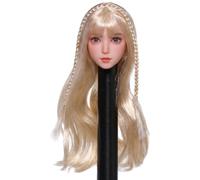 Bemonew 1/6 Scale Female Head Sculpt, Golden Braided Long Hair for 1/6 Scale Action Figure Bodies