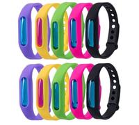 Bemonew 10 Pack Bug Bracelets Repellent for Kids & Adults, Adjustable Silicone Bug Bands, Citronella Bracelets, Random Colors
