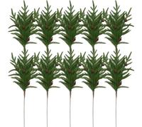 Bemonew 10Pcs Norfolk Pine Stems, Artificial Christmas Norfolk Pine Branches with Pinecones for Vase DIY Garland Xmas Indoor Outdoor Decor, 18in