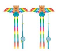 Bemonew 2PCS Animal Kite, Dynamic Fishing Rod Beach Kite 19.7in Kites with Rod &131ft String for Outdoor Play Fun