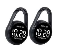 Bemonew 2pcs Digital Pocket Watch, Small Led Pocket Watch - Glow-in-the-dark Digital Display, Backpack Keychain Accessory, Black
