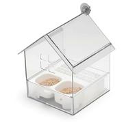 Bemonew 3-in-1 Bird Cage Feeder, Transparent No Mess Bird Feeder & Bath with Pull-Out Design Easy Clean for Parakeets Parrots Garden Balcony Fence