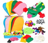 Bemonew 6Pcs Hand Puppet Making Kit Colorful Cute Cartoon Animal Themed Felt Sock Puppet Kit Educational DIY Craft Kits Storytelling Role Play for Girls Boys
