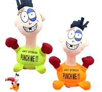 Bemonew Anxiety Relief Toys 2PCS Stress Relief Toy Soft Funny Punch Me Screaming Doll with Suction Cups Battery Operated Stress Toys 9.1x4.7 Inch