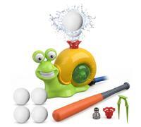 Bemonew Baseball Water Toy, Cute Snail Water Baseball Sprinkler Tball Set with Auto-Eject & Retractable Bat for Kids Outdoor Summer Play