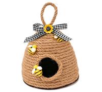 Bemonew Bee Decorations Beehive Decor, Natural Rope Woven Honeycomb with Bee & Bow, Farmhouse Decor for Kitchen, Living Room, Party