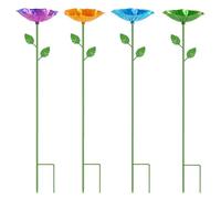 Bemonew Bee Watering Cups 4 Pack Bee Watering Station & Butterfly Feeder, Adjustable Height Metal Garden Decor with Rust-Resistant Finish for Outdoor Yard