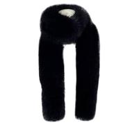 Bemonew Belly Dancing Top Furs Scarf, Long Fluffy Faux Furs Shawl, All-season Ultra-Soft Smooth Party Warm Scarves Shrug Neck Warmer, Black