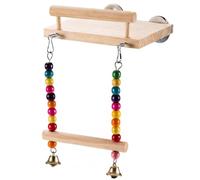 Bemonew Bird Perch Bird Swing, Natural Wood Perch with Beads & Bell, Parakeet Cage Accessories, StyleA