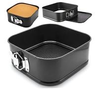 Bemonew Cake Pan Square Square Cake Tin, Non Stick Carbon Steel Springform Baking Pan with Removable Bottom for Cakes, 20cm