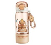 Bemonew Capybara Water Bottle with Lid & Keychain Cute Water Bottle with Silicone Straw, Drinking Cup & Spout Portable Heat-Resistant Food Grade for Kids & Girls, 510ml