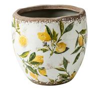 Bemonew Ceramic Flower Pot - Tuscan Style Yellow Planter with Drainage Hole, Vintage Finish for Indoor Plants and Outdoor Garden Decor
