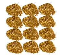 Bemonew Cheerleader Pom Poms 12-Pack Cheerleading Pom Poms - Game Day Cheerleading with Comfort Grip Handles for Sports Teams, Dance, and Pep Rallies, Golden