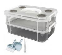 Bemonew Cricket Container Mealworm Breeding Kit Transparent Critter Keeper Container with Automatic Waste Separation for Live Insects like Dubia Roaches & Crickets Includes Cleaning Tools
