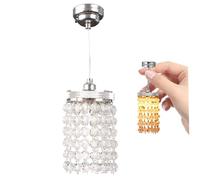 Bemonew Dollhouse Lights 4" 1/12 Scale LED Crystal Chandelier Dollhouse Lighting Battery Powered Chandeliers Miniatures Ceiling Lamp, Silver