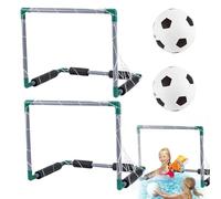 Bemonew Floating Pool Football Goal 2PCS with 2 Balls, 18.5x14.4x14.4, Plastic Net for Summer