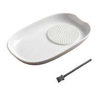 Bemonew Garlic Grater Plate Ceramic Grater Plate Efficient Manual Grinder for Fruits, Vegetables & More, Smooth White Garlic with Non-Slip Base, Square