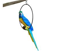 Bemonew Hanging Parrot Realistic Resin Imitation Parrot Bird Hanging Ornaments Cute Bird Garden Statues for Outside Yard Perch Indoor