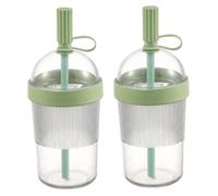 Bemonew Iced Tumblers 2pcs Leak-Resistant Travel Tumblers Clear 20oz | 360° Clear Ribbed Design, Double Seal Lid, Wide Straw Iced Coffee & Milk Tea, Portable Reusable