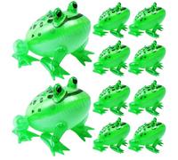 Bemonew Inflatable Frog 10Pcs Light Up Realistic Frog Balloon PVC Inflatable Animals with Elastic String 7.9x7.9x3.9in Squeaky Blow Up Animals
