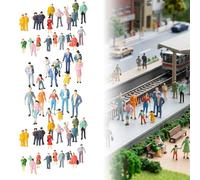 Bemonew Mini People 100PCS Mini People Figures, 1:87 Painted Standing Pose Miniature Realistic Figures for Model Train Miniature Scenes Dollhouse