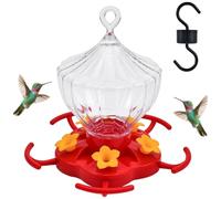 Bemonew Plastic Hummingbird Feeders For Outdoors, Bee Proof Hanging Hummingbird Feeder With 16OZ Transparent Pumpkin Reservoir